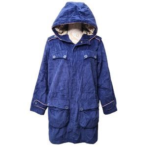 Willow Lane Vintage Couduroy Hoodie Insulated Coat Jacket Blue Women's Size M